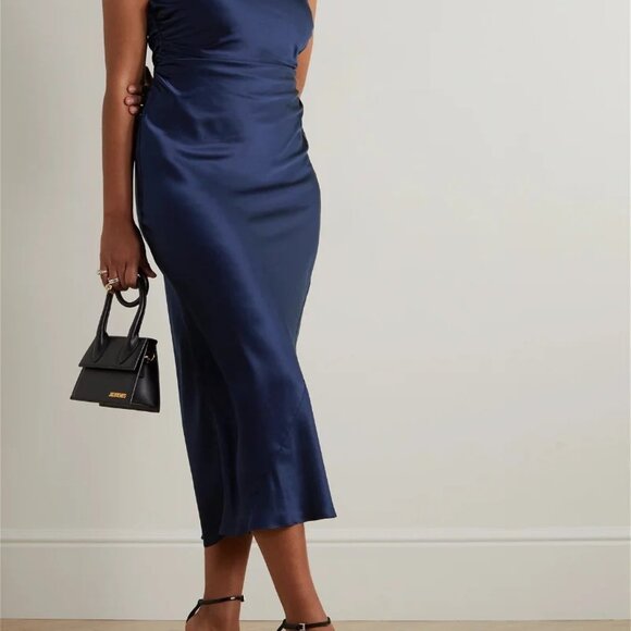Reformation - Veida Silk Midi Dress Navy - Picture 3 of 9